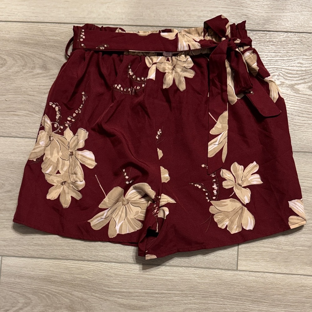 Floral Burgundy Women's Shorts